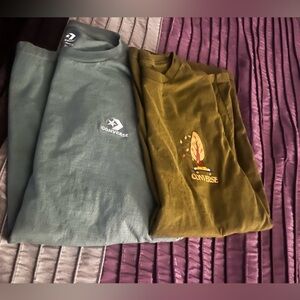 Converse Short Sleeve Tees in Green and Brown- Men’s medium- 2 pack